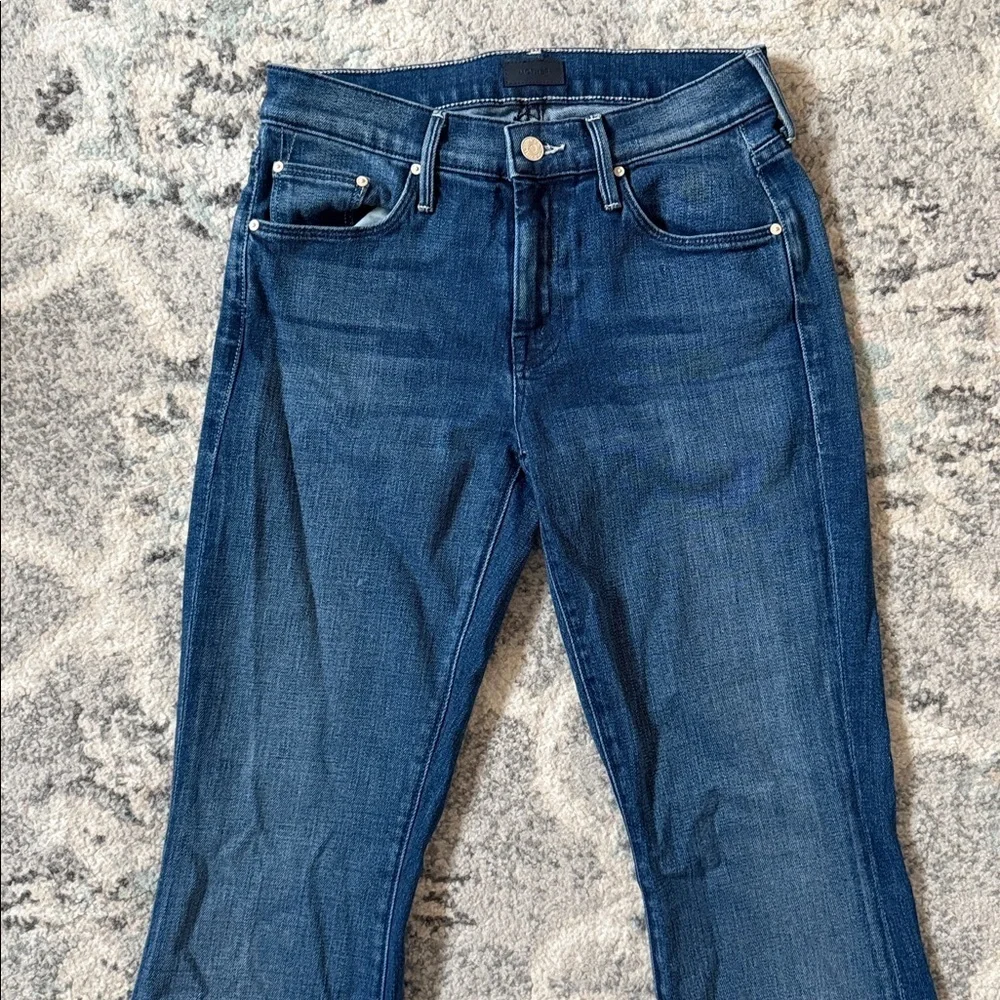 Mother The Down Low Weekender Heel Jeans in High Tide Size 27 - Picture 2 of 13